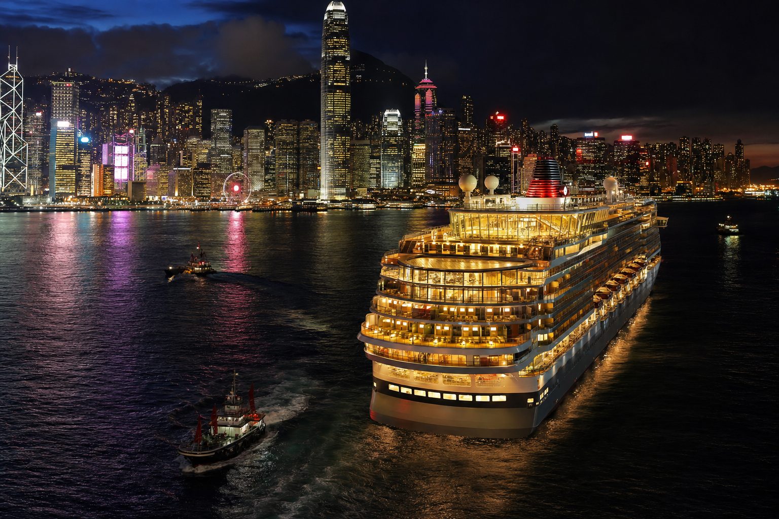 Illustration of a cruise ship at sea